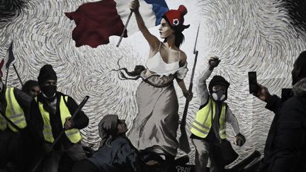 Fresque "Gilets jaunes" inspirée de Delacroix PBOY (pour Pascal Boyart) (janvier 2019)
 (PHILIPPE LOPEZ / AFP)