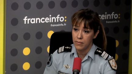 La colonel Karine Lejeune, porte-parole de la gendarmerie, mercredi sur franceinfo. (RADIO FRANCE)