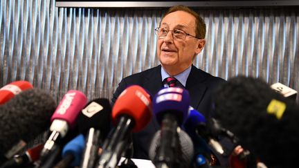 Le président de la Fédération française des sports de glace, Didier Gailhaguet, lors d'une conférence de presse à Paris, le 5 février 2020.&nbsp; (FRANCK FIFE / AFP)