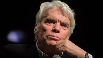 Bernard Tapie lors d'une conférence à Liège, le 27 septembre 2018. (EMMANUEL DUNAND / AFP)