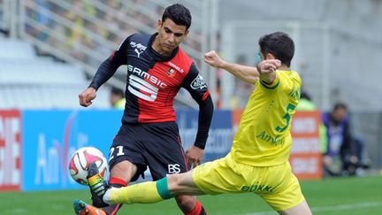 Veigneau (Nantes) tente de barrer la route à Andre (Rennes) (FRED TANNEAU / AFP)