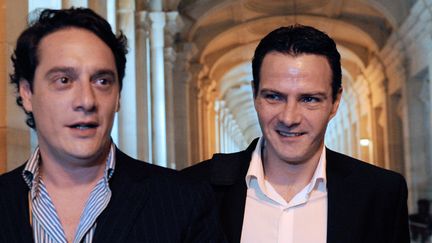 J&eacute;r&ocirc;me Kerviel (D) et son avocat, David Koubbi, arrivent &agrave; la cour d'appel de Paris, le 27 juin 2012. (BERTRAND GUAY / AFP)