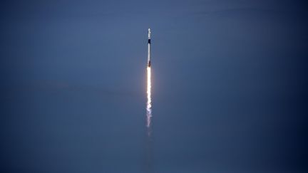 Lancement de la fusée Falcon-p, de la société privée SpaceX, depuis le centre spatial Kennedy, en Floride (Etats-Unis), le 30 mai 2020. (SAUL MARTINEZ / GETTY IMAGES NORTH AMERICA / AFP)