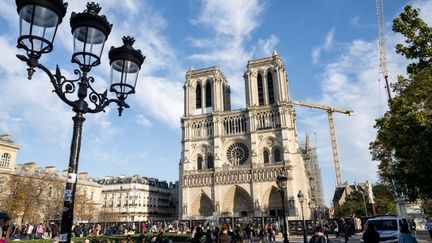 La cathédrale Notre-Dame de Paris en fin de chantier de rénovation (24 octobre 2024). (BERTRAND GUAY / AFP)