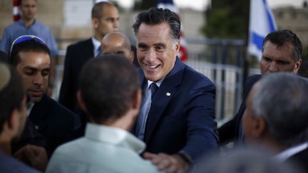 Mitt Romney a tenu un discours &agrave; J&eacute;rusalem (Isra&euml;l), le 29 juillet 2012, lors de sa tourn&eacute;e internationale.&nbsp; (JASON REED / REUTERS)