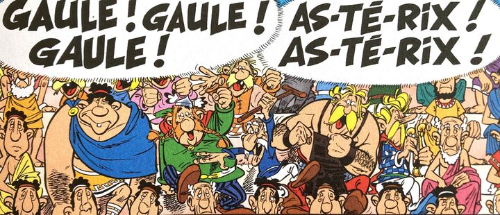 Les supporters gaulois enthousiastes dans les tribunes d'Olympie. (EDITIONS ALBERT RENE / GOSCINNY / UDERZO)