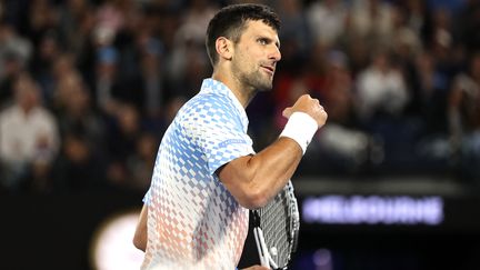 Le Serbe Novak Djokovic lors du deuxième tour de l'Open d'Australie, le 19 janvier 2023. (MARTIN KEEP / AFP)