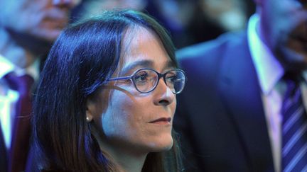 Delphine Ernotte Cunci lors d'une conf&eacute;rence de presse d'Orange &agrave; Paris, le 17 mars 2015. (ERIC PIERMONT / AFP)