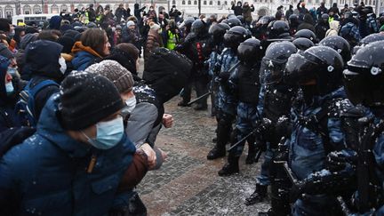 Manifestation à Moscou, en soutien à l'opposant Alexeï Navalny, le 31 janvier 2021. (EVGENY ODINOKOV / SPUTNIK)