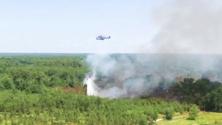 En Gironde, les incendies ne sont toujours pas fixés, mais les flammes progressent moins vite, jeudi 21 juillet. (FRANCEINFO)