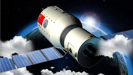 Illustration chinoise présentant le laboratoire spatial Tiangong-1. (GIP / IMAGINECHINA / AFP)