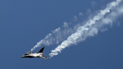 L'avion de combat de Dassault lors d'une d&eacute;monstration au Bourget (Seine-Saint-Denis), en 2011. (CHRISTOPHE LEHENAFF / PHOTONONSTOP / AFP)