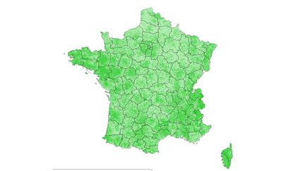 La France du vote EELV aux élections européennes du 26 mai 2019. (FRANCEINFO)