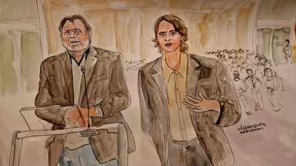 Christophe Ruggia et Adèle Haenel lors du procès du réalisateur pour agressions sexuelles aggravées, au tribunal judiciaire de Paris, le 10 décembre 2024. (ELISABETH DE POURQUERY / FRANCE TELEVISIONS)