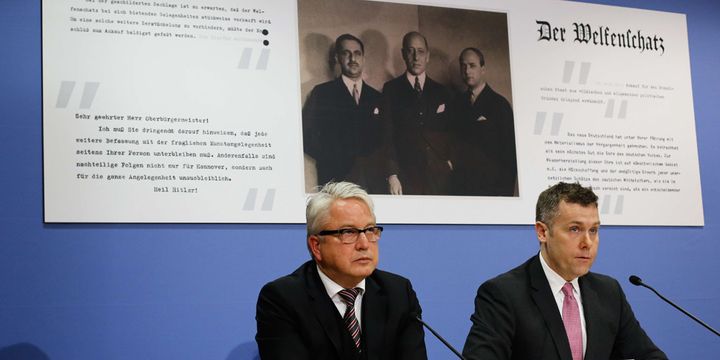 Conférence de presse à Berlin des avocats Markus Stoetzel (de Marburg) et Nicholas O'Donnell (de Boston), qui représentent les héritiers des marchands d'art, le 24 février 2015
 (Markus Schreiber / AP / Sipa)