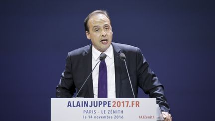 Le président de l'UDI Jean-Christophe Lagarde, lors d'un meeting d'Alain Juppé au Zénith de Paris (THOMAS PADILLA / MAXPPP)