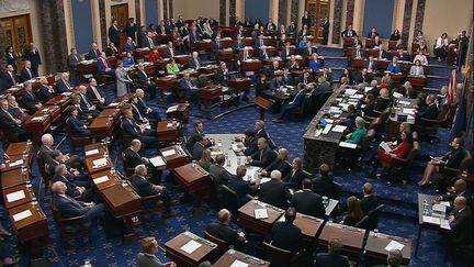 Les sénateurs en plein vote pour ou contre la destitution de Donald Trump, le 5 février 2020, à Washington DC. (REUTERS)