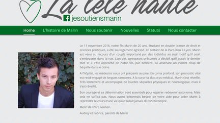 La famille de Marin, attaqué en novembre 2016 devant la gare Part Dieu à Lyon, lance l'assocation "La Tête haute" pour soutenir le jeune homme dans sa rééducation. &nbsp; (LA TETE HAUTE)