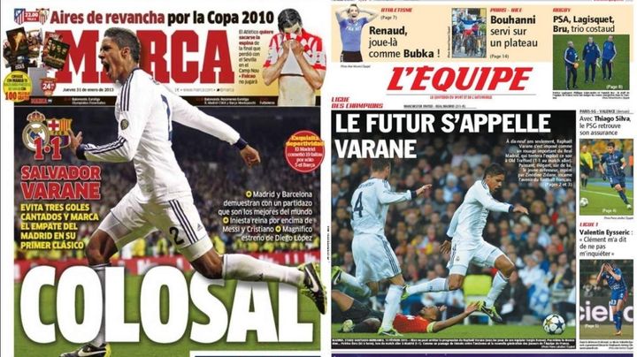 Les unes de "Marca" du 1er f&eacute;vrier et de "L'Equipe" du 5 mars 2013. (DR)