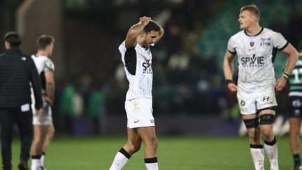 La déception de Melvyn Jaminet après la défaite de Toulon en Champions Cup contre Northampton, le 15 décembre 2023. (DARREN STAPLES / AFP)