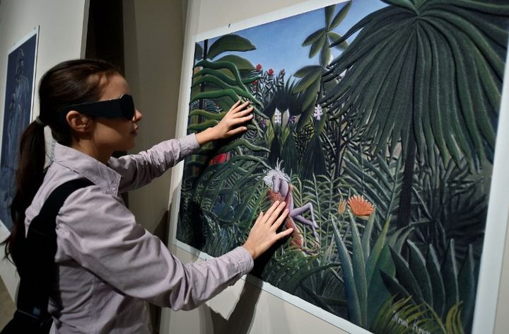 Le Musée fournit des lunettes opaques pour proposer l'expérience à tous. "Cheval attaqué par un Jaguar", Henri Rousseau
 (NATALIA KOLESNIKOVA / AFP)