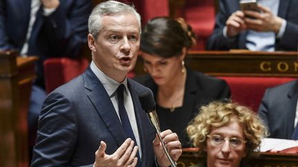 Bruno Le Maire, le ministre de l'Economie, s'exprime à l'Assemblée nationale le 18 octobre 2017. (PHILIPPE LOPEZ / AFP)