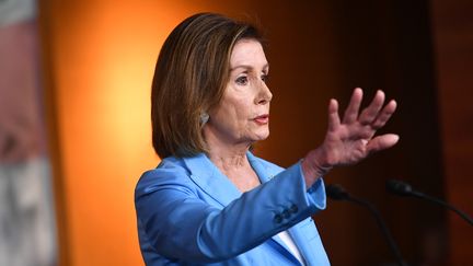 La présidente démocrate de la Chambre des représentants, Nancy Pelosi, le 2 octobre 2019 à Washington (Etats-Unis). (MANDEL NGAN / AFP)