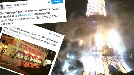 Incendie à la Tour Eiffel, prise d'otage au Buffalo Grill... des fausses rumeurs circulent sur l'attentat à Nice. (Capture écran Twitter)