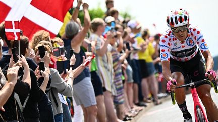 Magnus Cort Nielsen à l'attaque lors de la troisièe étape du Tour de France 2022, le 3 juillet. (JASPER JACOBS / BELGA MAG / AFP)