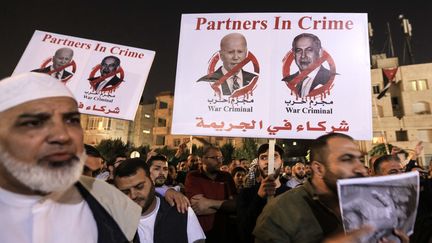 Des manifestants propalestiniens à Amman en Jordanie le 24 octobre 2024. (MOHAMMAD ALI / EPA)