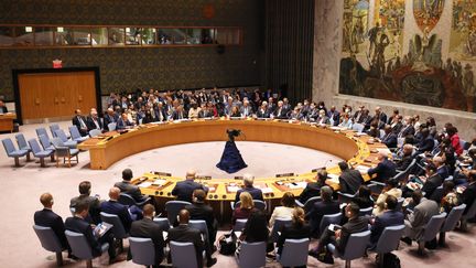 Les membres du Conseil de sécurité des Nations Unies réunis au siège des Nations Unies à New York, le  22 septembre 2022. (MICHAEL M. SANTIAGO / GETTY IMAGES NORTH AMERICA)