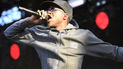 Le rappeur MHD lors d'un concert au festival Les Vieilles charrues, à Carhaix-Plouguer (Finistère), le 14 juillet 2017.&nbsp; (FRED TANNEAU / AFP)