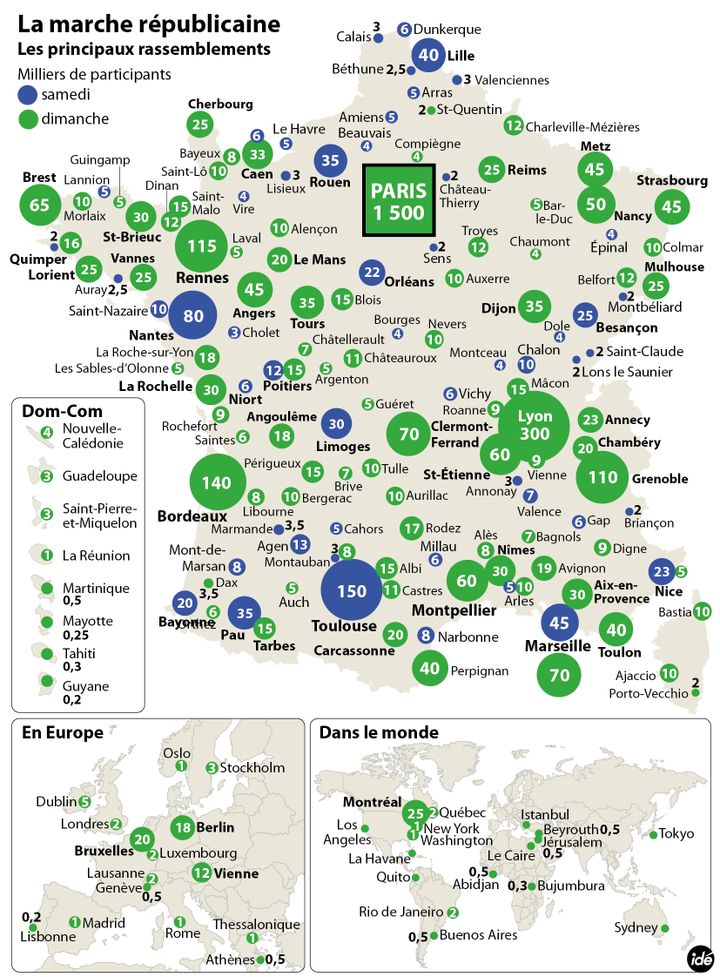 &nbsp; (Marches républicaines : la carte de la participation © Idé)