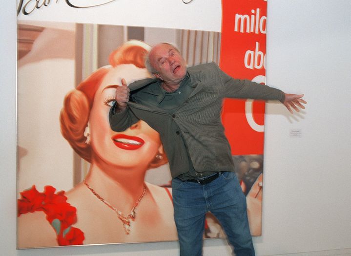 James Rosenquist devant "Joan Crawford" (1964) en mars 2001 au Centre Pompidou
 (Manoocher Deghati / AFP)