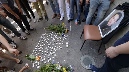 Manifestation hommage à&nbsp;Zhang Chaolin le 14 août 2016 à Aubervilliers (ALAIN JOCARD / AFP)