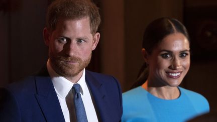 Le prince Harry et son épouse Meghan, le 5 mars 2020 à Londres. (JUSTIN TALLIS / AFP)