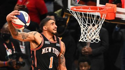 Obi Toppin (New York Knicks) est le vainqueur du concours de dunks du All-Star Game 2022, à Cleveland.&nbsp; (JASON MILLER / GETTY IMAGES NORTH AMERICA)