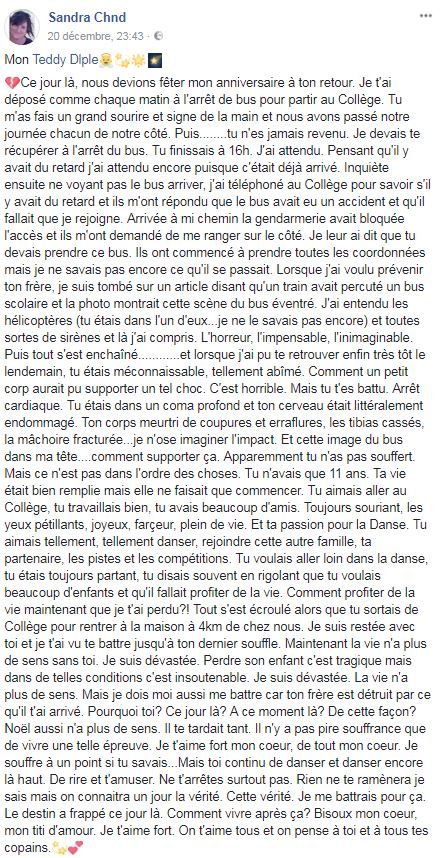 Capture d'écran du compte Facebook de Sandra Chnd,&nbsp;samedi 30 décembre 2017. (SANDRA CHND)