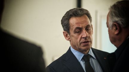 Le pr&eacute;sident de l'UMP, Nicolas Sarkozy, au si&egrave;ge du parti, &agrave; Paris, le 1er d&eacute;cembre 2014. (ROMAIN CARRE / NURPHOTO / AFP)