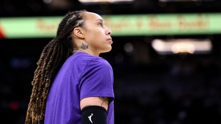 Brittney Griner&nbsp;des&nbsp;Mercury de Phoenix, le 10 octobre 2021. (MIKE MATTINA / AFP)