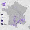 Carte du vote, au second tour de la présidentielle 2022, des communes dans lesquelles Jean-Luc Mélenchon était arrivé en tête au premier tour. (ELLEN LOZON / FRANCEINFO)