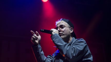 Genève, 26/01/2019.- Le rappeur PLK,&nbsp;de son vrai nom Mathieu Pruski, chante pour la 3e édition de 'The Beat Festival'&nbsp; (ADRIEN PERRITAZ / EPA/KEYSTONE)