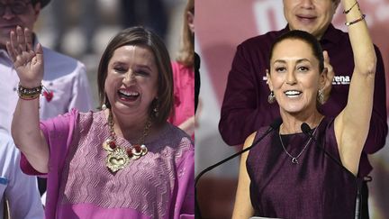 Xóchitl Gálvez (à gauche) et Claudia Sheinbaum (à droite), les deux candidates à la présidentielle du Mexique qui aura lieu en juin 2024. (RODRIGO OROPEZA / CLAUDIO CRUZ / AFP)