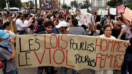 Marche contre le harcèlement sexuel à Casablanca, en août 2017. (STRINGER / AFP)