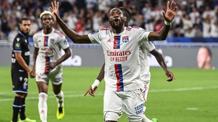 La joie de Karl Toko Ekambi après son but contre Auxerre en Ligue 1 le 31 août 2022. (OLIVIER CHASSIGNOLE / AFP)