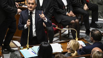 The Minister of the Interior, Gérald Darmanin, at the National Assembly, October 17, 2023. (JULIEN DE ROSA / AFP)