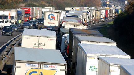 Les fédérations CGT et FO du secteur du transport routier ont appelé, mardi 4 décembre 2018, à une grève&nbsp;illimitée. (photo d'illustration) (FRANK PERRY / AFP)