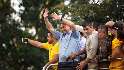 Le président brésilien Jair Bolsonaro, lors des manifestations en sa faveur le 7 septembre 2021 à Sao Paulo. (AMAURI NEHN / NURPHOTO)