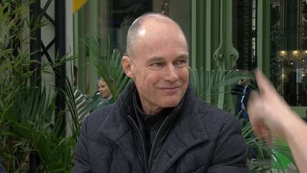 Bertrand Piccard sur le plateau de Franceinfo au sommet ChangeNOW, à Paris, le 30 janvier 2020. (FRANCEINFO)