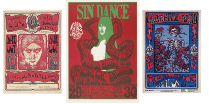 Affiches psychédéliques de l&#039;atelier des Big 5.
 (Alton Kelley, Stanley Mouse, Wes Wilson)